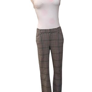 Red, white, black, plaid skinny ankle trouser. 27” inseam.